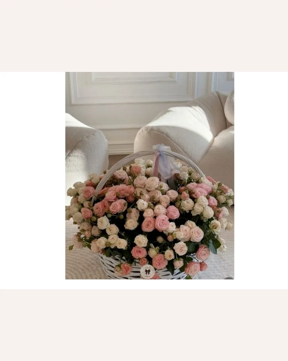 Blush baby rose basket