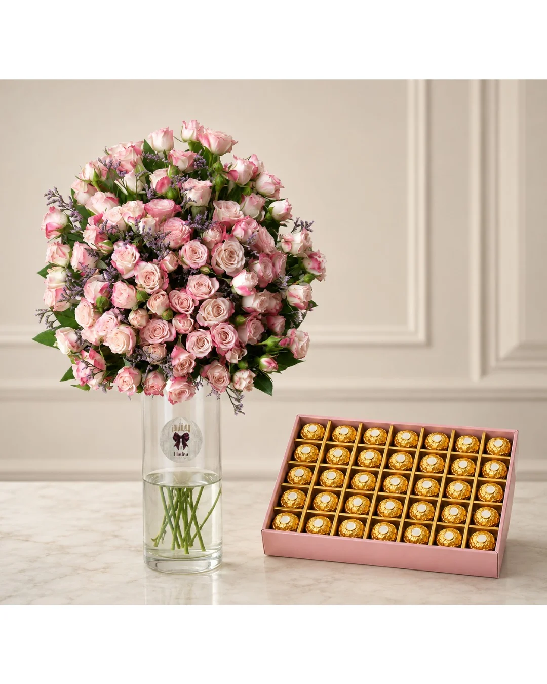 Pink Roses & Chocolate Set